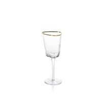 Kamarone Triangular Wine Glasses with Gold Rim, Set of 4
