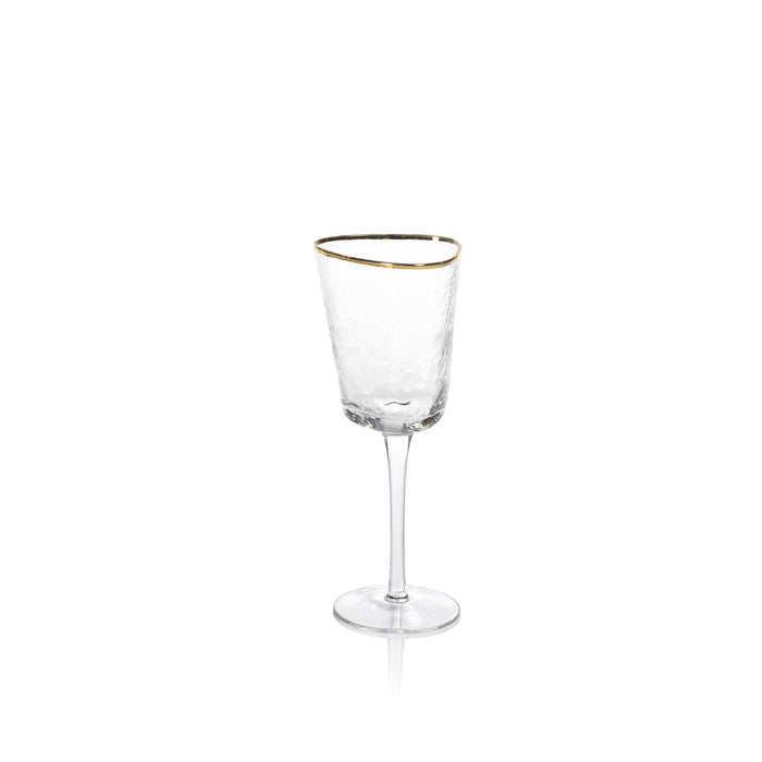 Kamarone Triangular Wine Glasses with Gold Rim, Set of 4