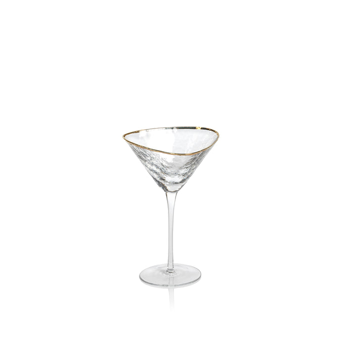 Kamarone Triangular Martini Glasses with Gold Rim, Set of 4