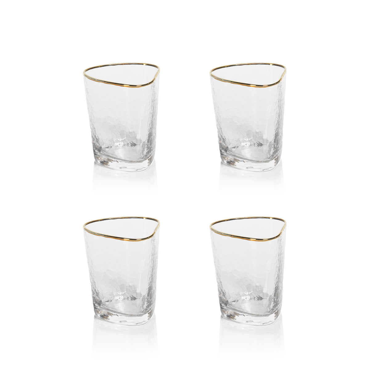 Kamarone Triangular Double Old Fashioned Glasses, Set of 4