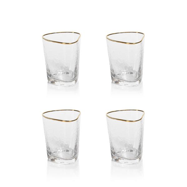 Kamarone Triangular Double Old Fashioned Glasses, Set of 4
