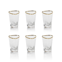 Kamarone Triangular Shot Glasses with Gold Rim, Set of 6