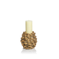 Keona Golden Pine Cone Pillar Candle Holder