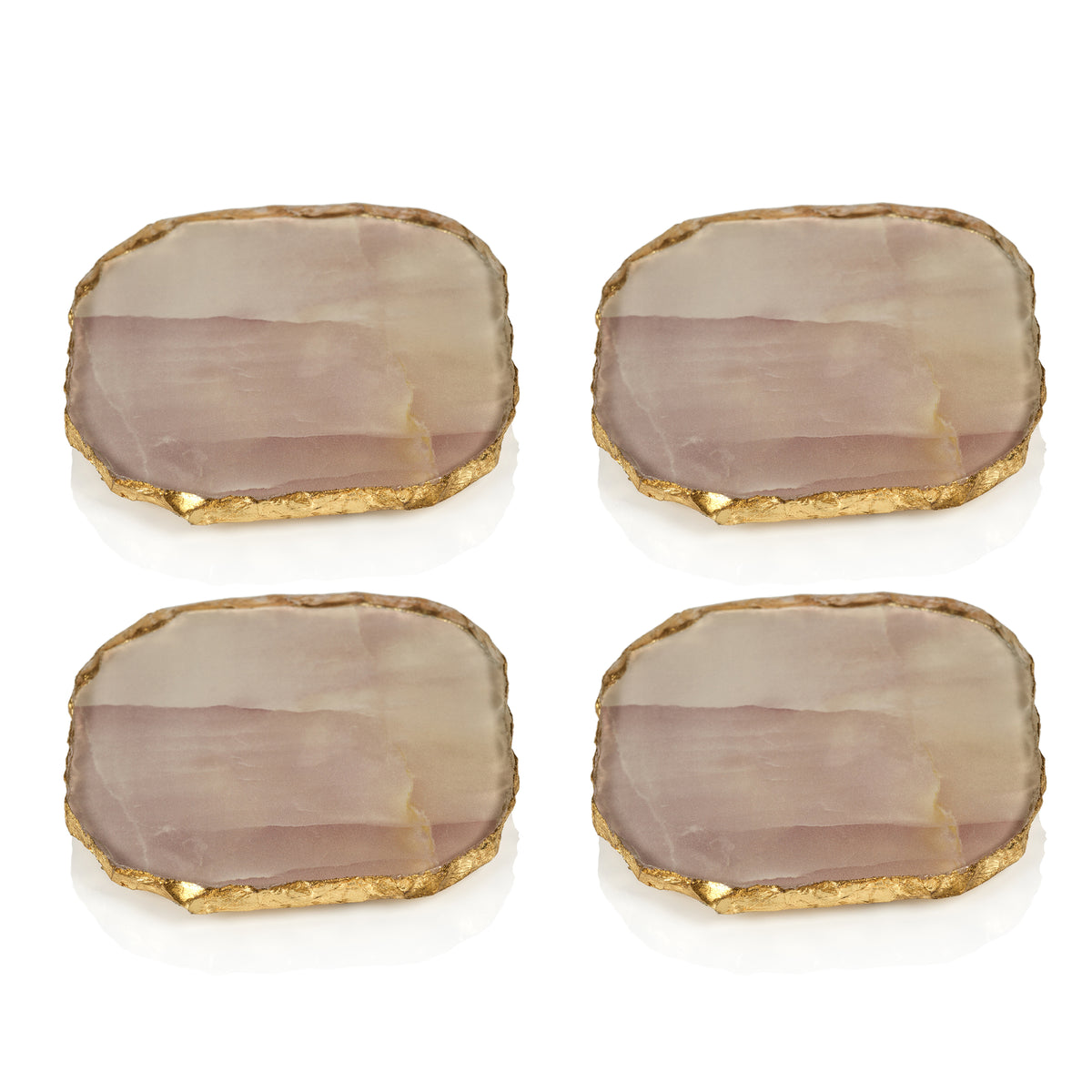 Vivienne 4-Piece Agate Pink Marble Glass Coaster Set