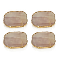 Vivienne 4-Piece Agate Pink Marble Glass Coaster Set