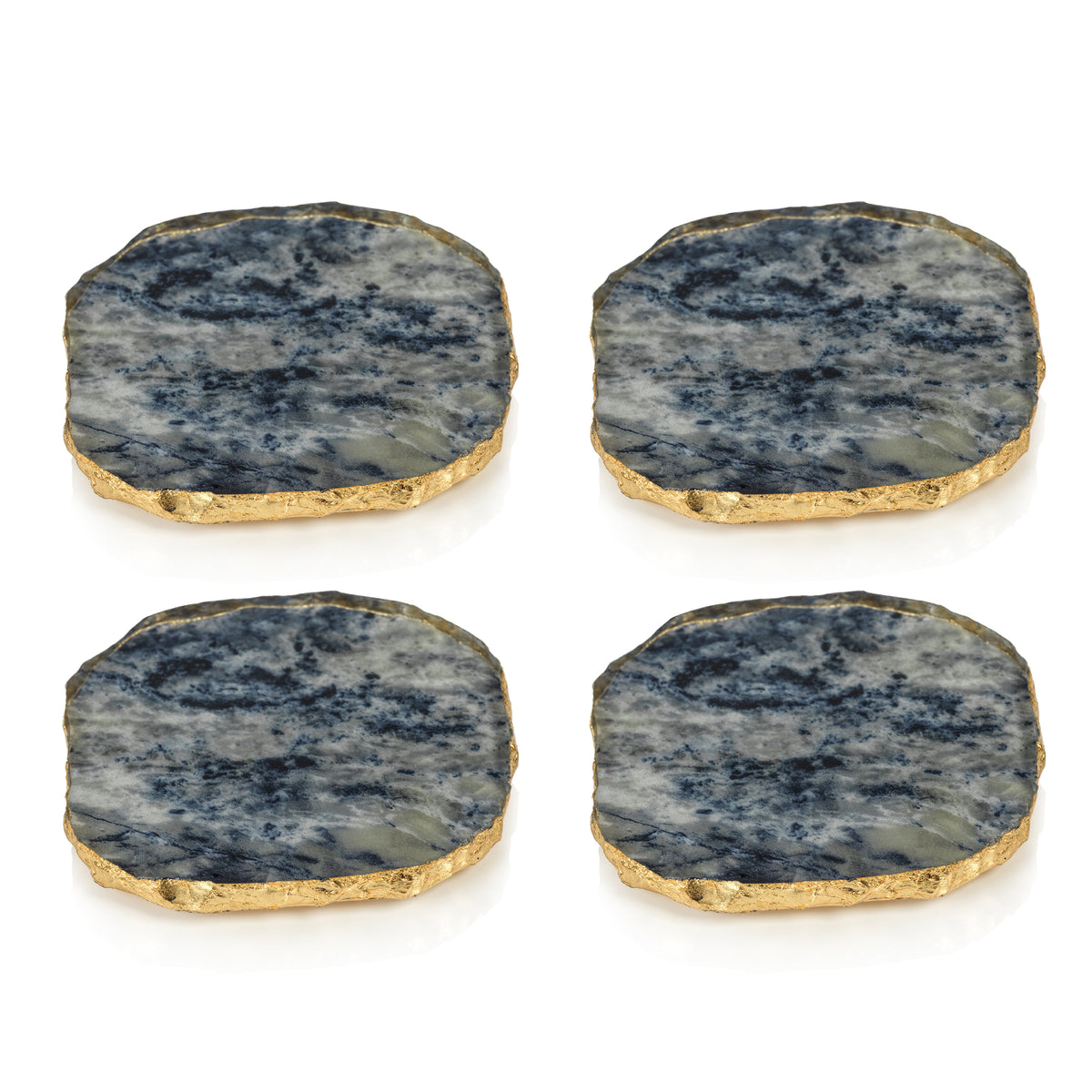 Vivienne 4-Piece Agate Blue Marble Glass Coaster Set