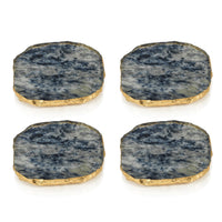 Vivienne 4-Piece Agate Blue Marble Glass Coaster Set