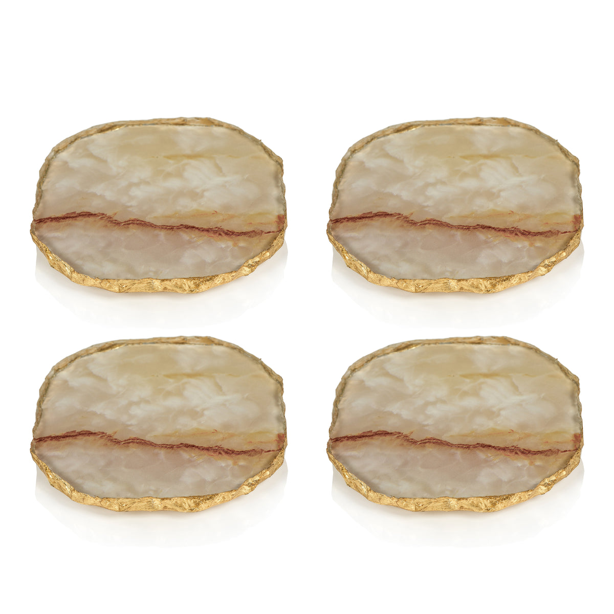 Vivienne 4-Piece Agate Yellow Marble Glass Coaster Set