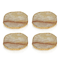 Vivienne 4-Piece Agate Yellow Marble Glass Coaster Set