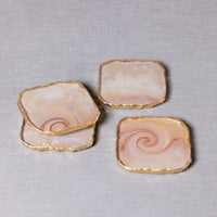 Vivienne 4-Piece Agate Yellow Marble Glass Coaster Set