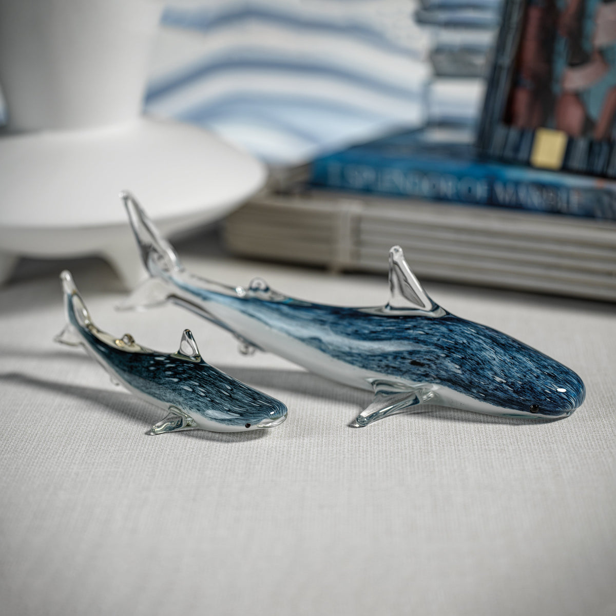 Blue Shark Decorative Glass Figurine