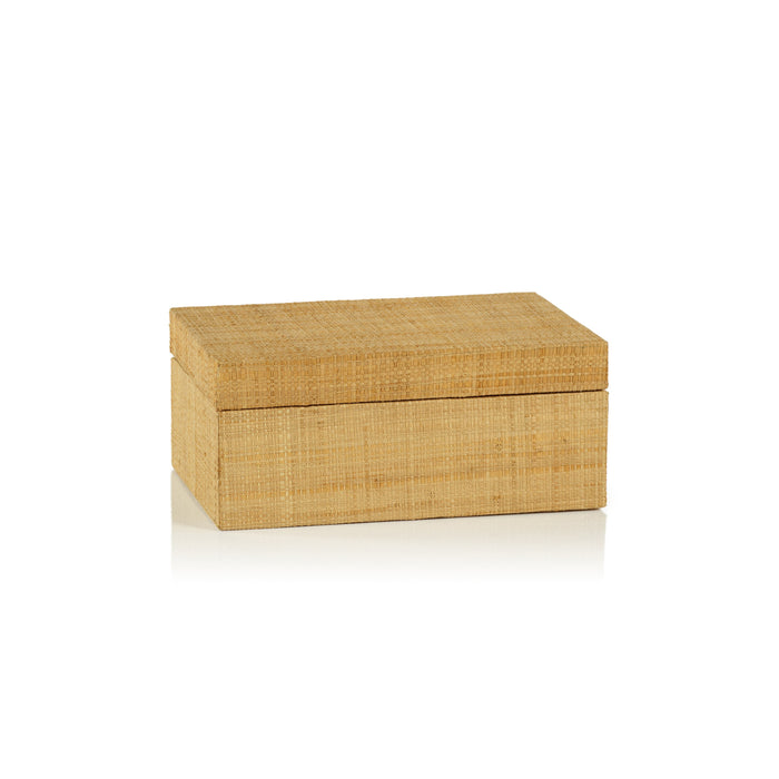 Matua Natural Grasscloth Decorative Box, Medium | Bone & Brass