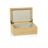 Matua Natural Grasscloth Decorative Box, Medium - Box Top View | Bone & Brass