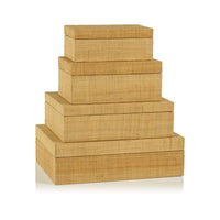 Matua Natural Grasscloth Decorative Box, Medium - Box Interior View | Bone & Brass