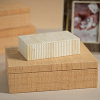 Matua Natural Grasscloth Decorative Box, Large - Box View | Bone & Brass