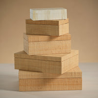 Matua Natural Grasscloth Decorative Box, Small - Box Detail | Bone & Brass