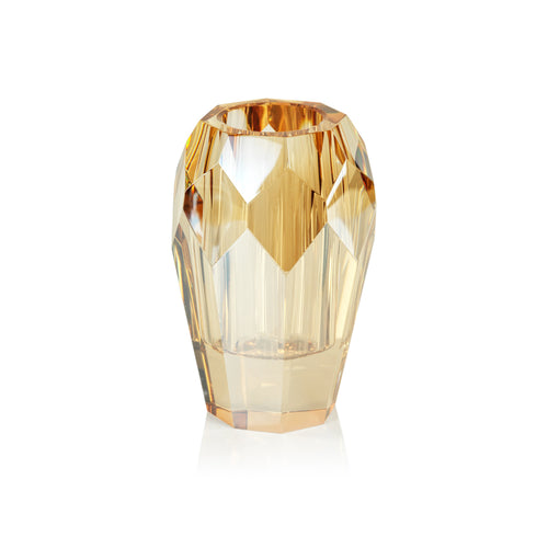 Vinazo Amber Crystal Cut Glass Vase | Bone & Brass