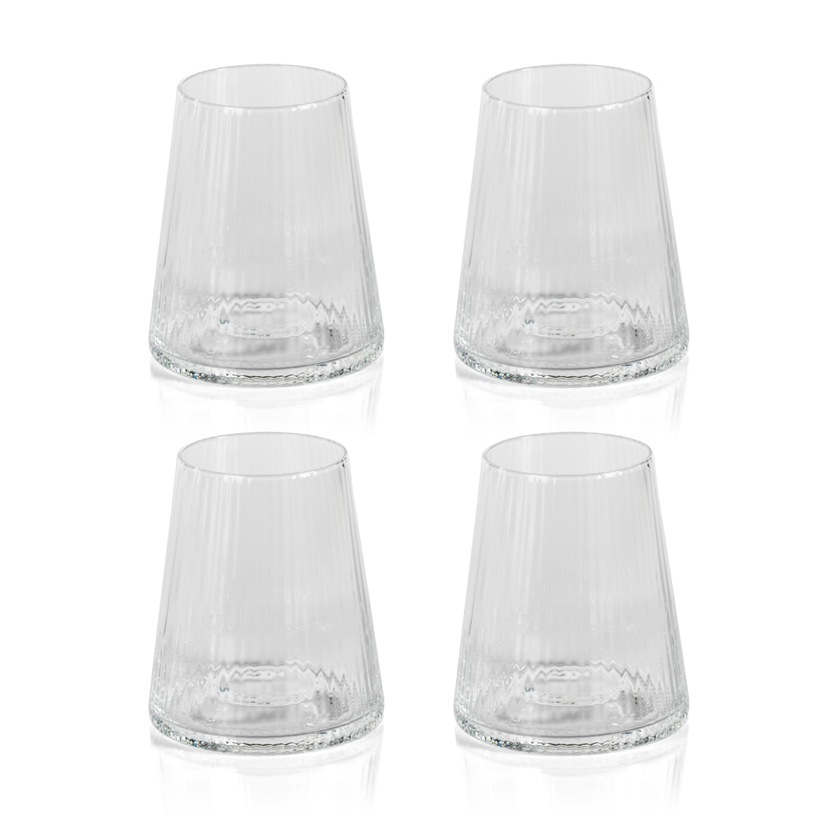 Benji Ribbed Taper Up Textured Glasses, Set of 4