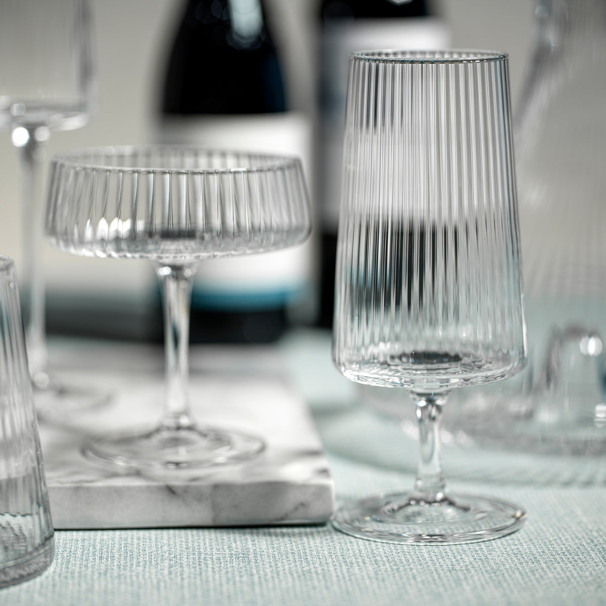 Benji Ribbed Fluted Textured Martini Glasses, Set of 4