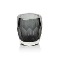 La Boheme Gray Hand Made Cut Polished Glass Vase/Hurricane