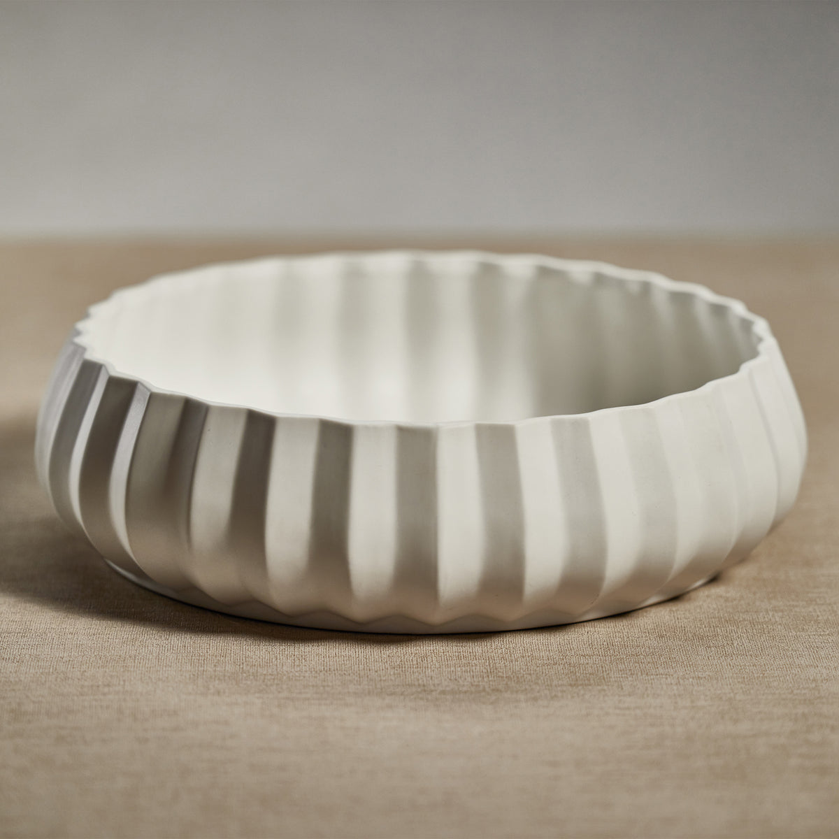 Chantria White Ceramic Serving Bowl - Bowl Top View | Bone & Brass