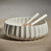 Chantria White Ceramic Serving Bowl - Bowl Detail | Bone & Brass