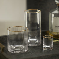 Radiant Highball Glasses with Gold Rim, Set of 6