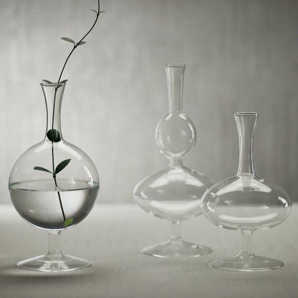 Lillian Glass Footed Vase, Round, Set of 2