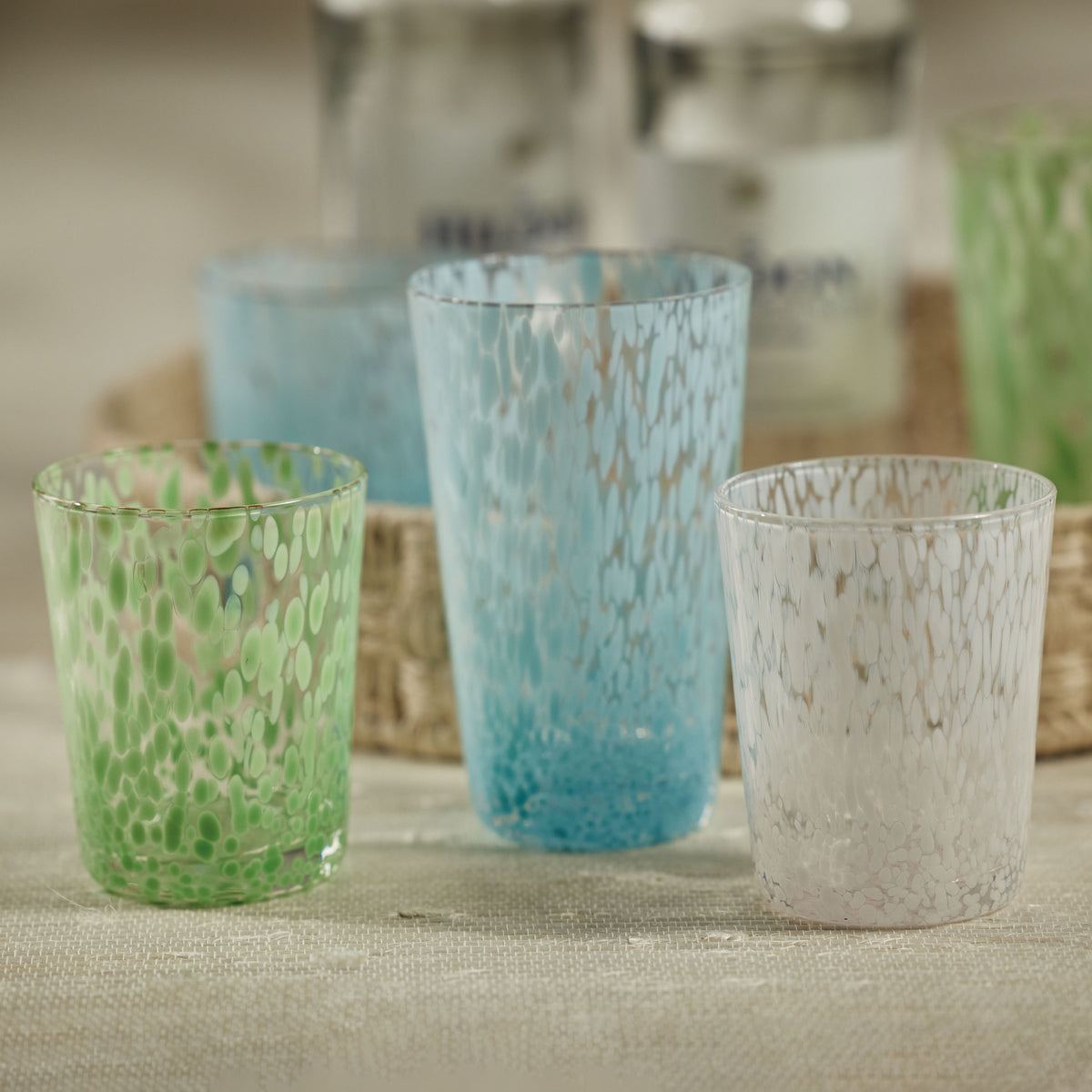 William White Speckled Glass Tumblers, Set of 6