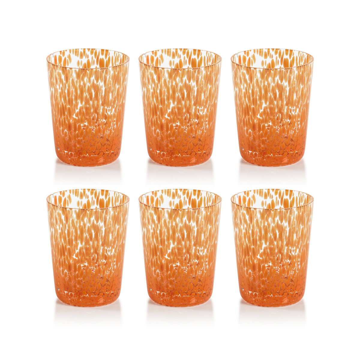 William Orange Speckled Glass Tumblers, Set of 6