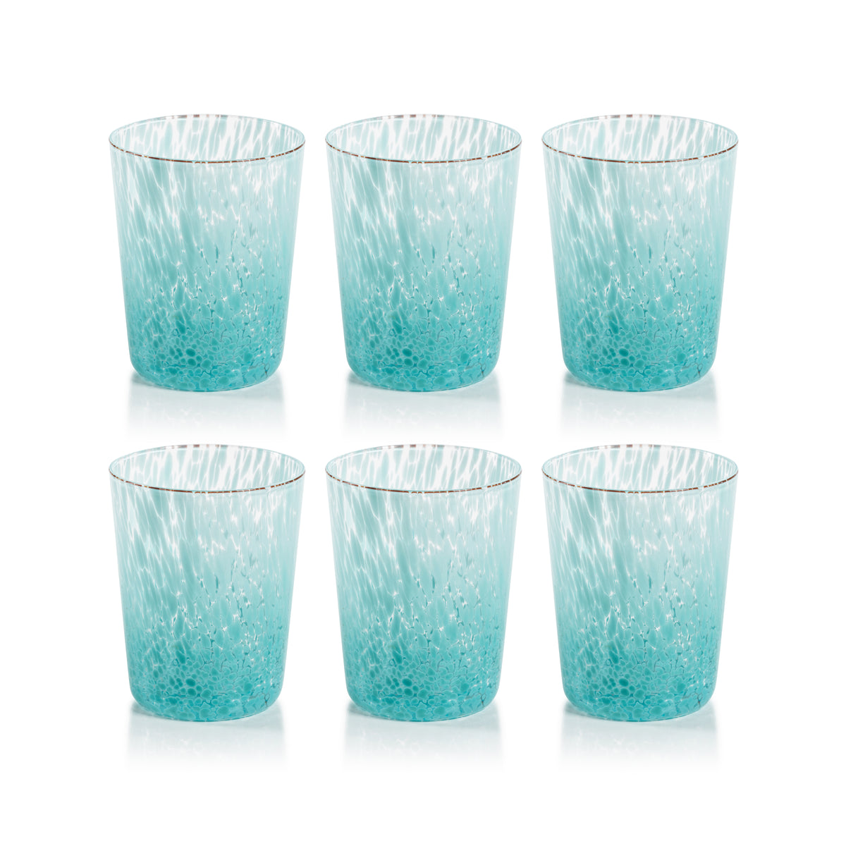William Turquoise Speckled Glass Tumblers, Set of 6
