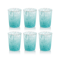 William Turquoise Speckled Glass Tumblers, Set of 6