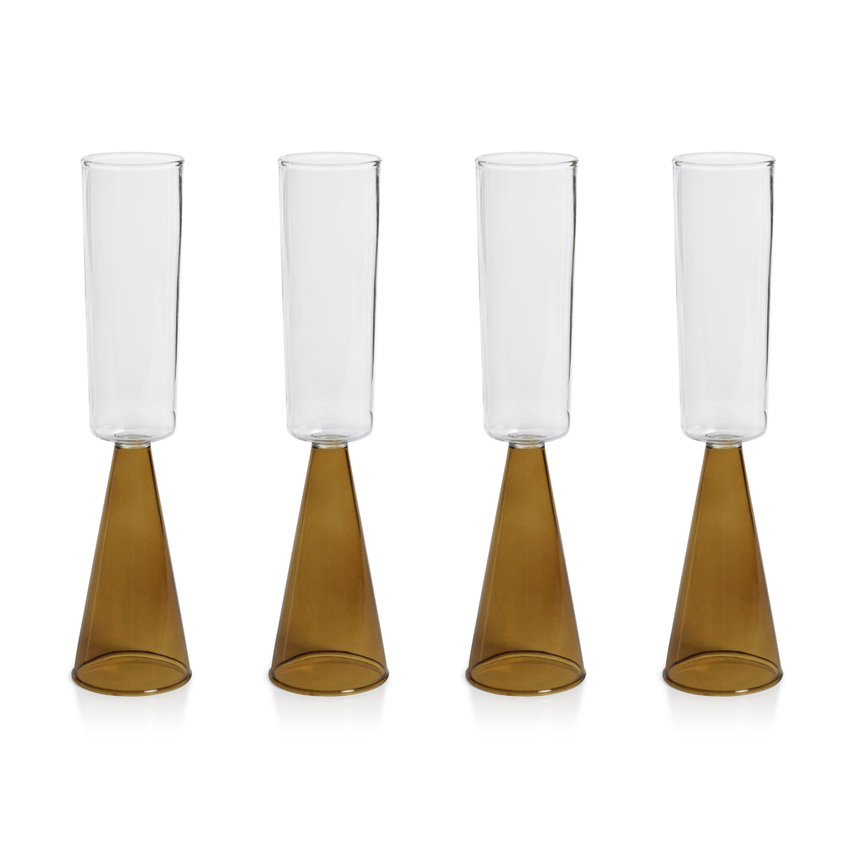 Vivian Amber Stem Champagne Flutes, Set of 4