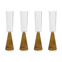 Vivian Amber Stem Champagne Flutes, Set of 4