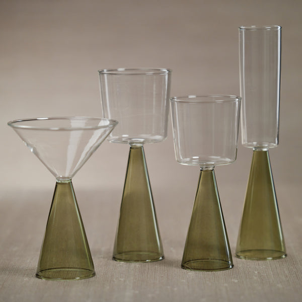 Vivian Green Stem White Wine Glasses, Set of 4