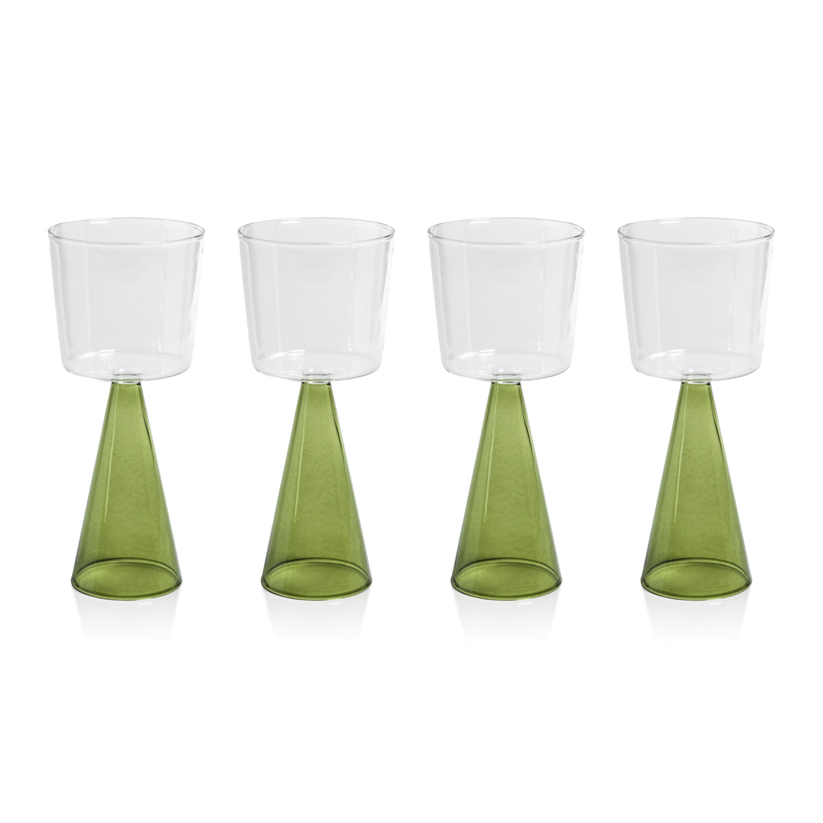 Vivian Green Stem White Wine Glasses, Set of 4