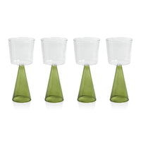 Vivian Green Stem White Wine Glasses, Set of 4