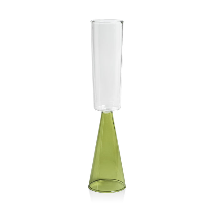 Vivian Green Stem Champagne Flutes, Set of 4