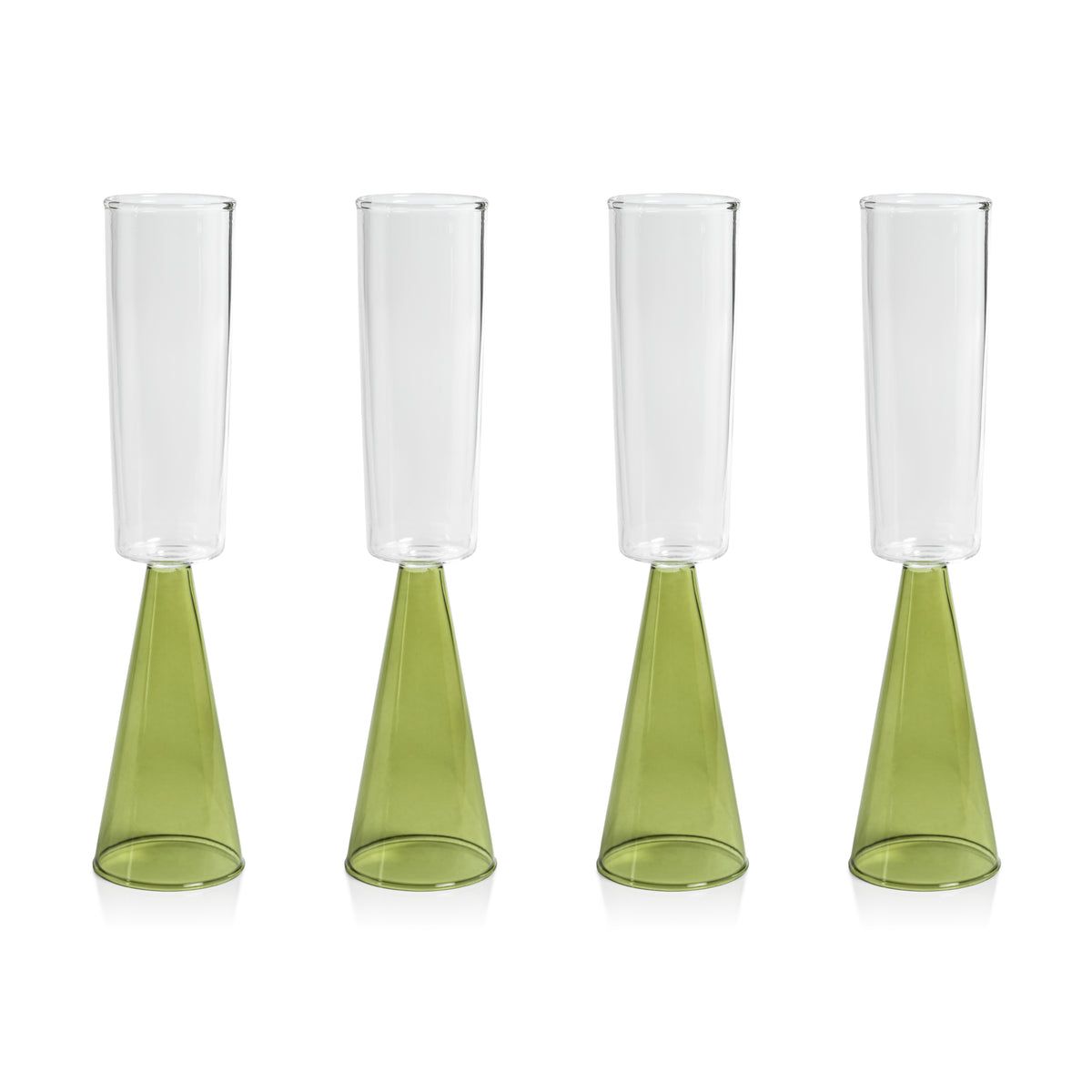 Vivian Green Stem Champagne Flutes, Set of 4