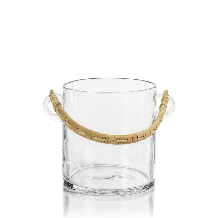 Boros Rattan Handle Glass Ice Bucket