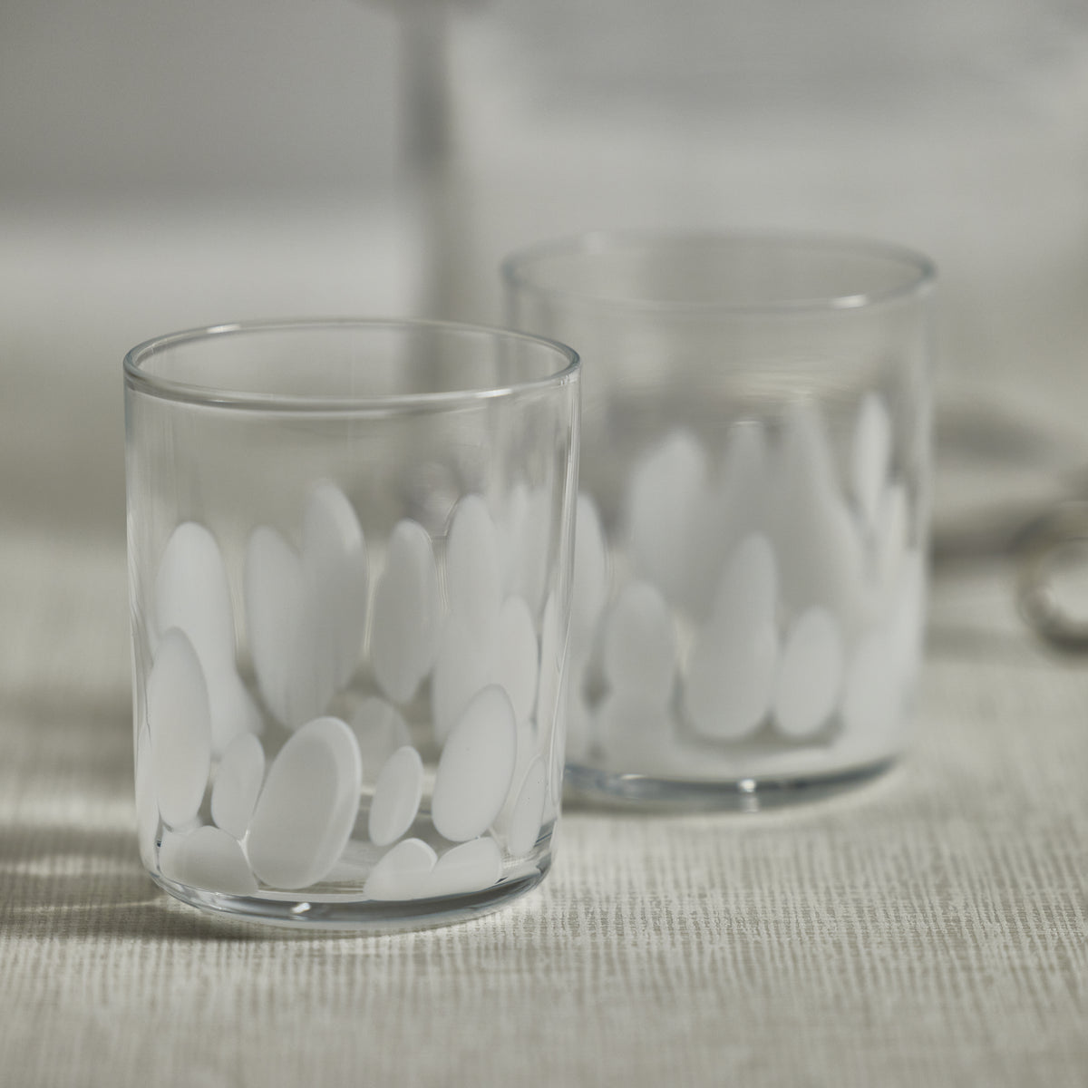 Porto White Spot Tumbler Glasses, Set of 4