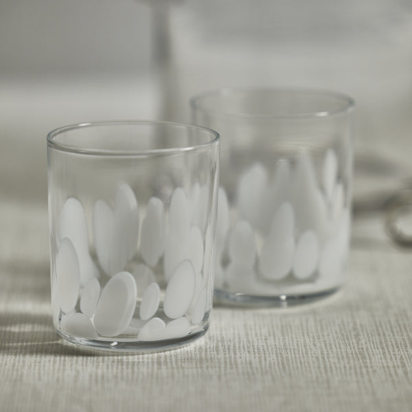 Porto White Spot Tumbler Glasses, Set of 4