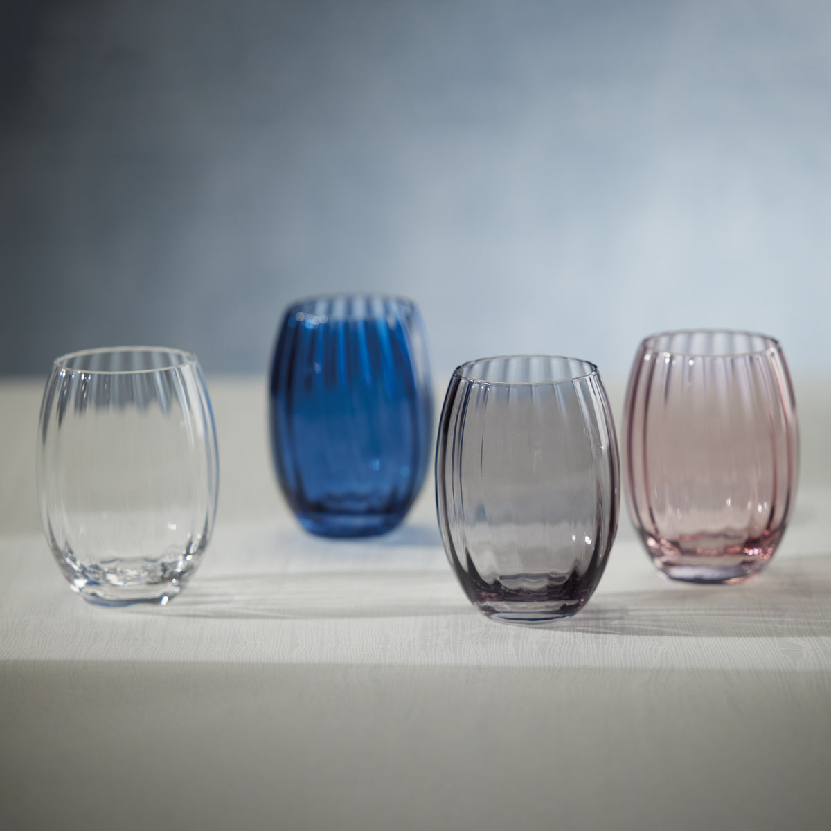 Madden Blue Stemless Glasses, Set of 4