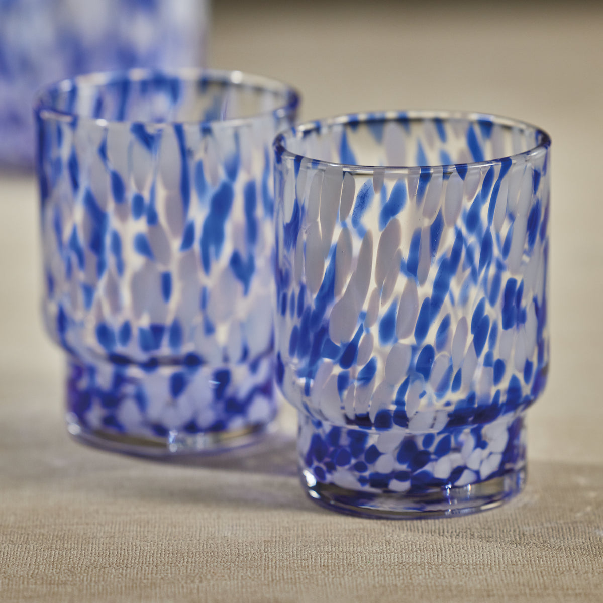 Adrian Blue & White Tortoise Tumbler Glasses, Set of 6