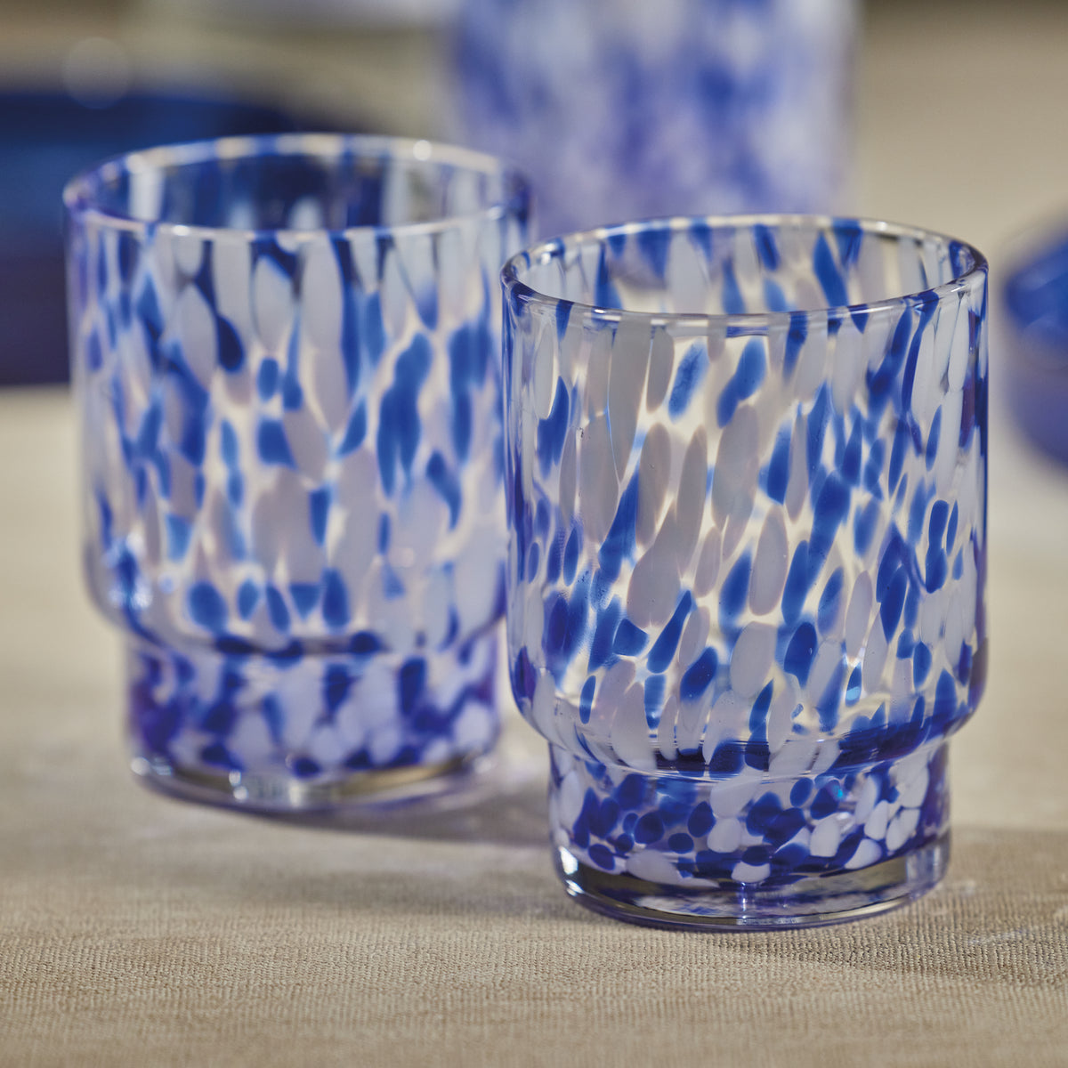 Adrian Blue & White Tortoise Tumbler Glasses, Set of 6