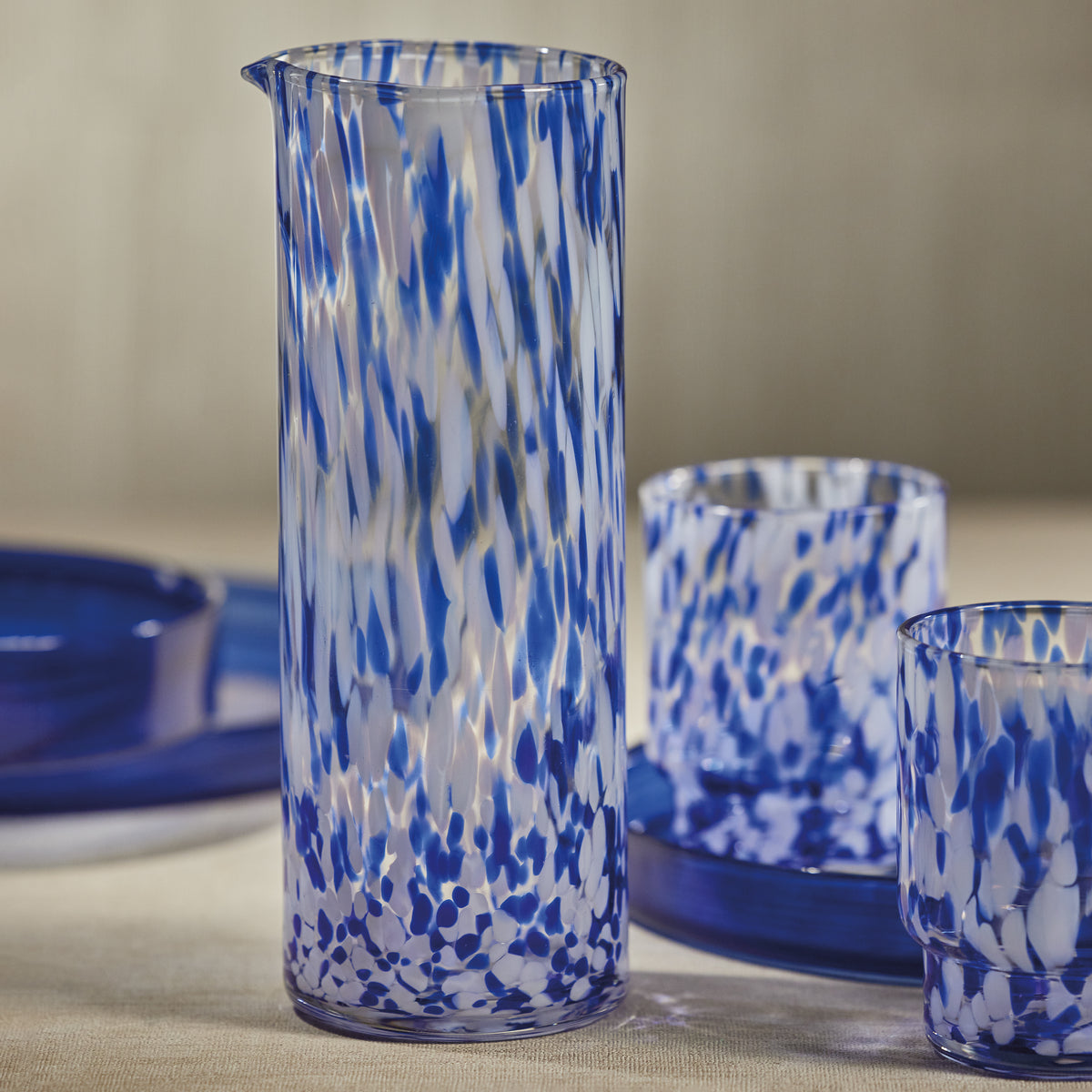 Adrian Blue & White Tortoise Tumbler Glasses, Set of 6