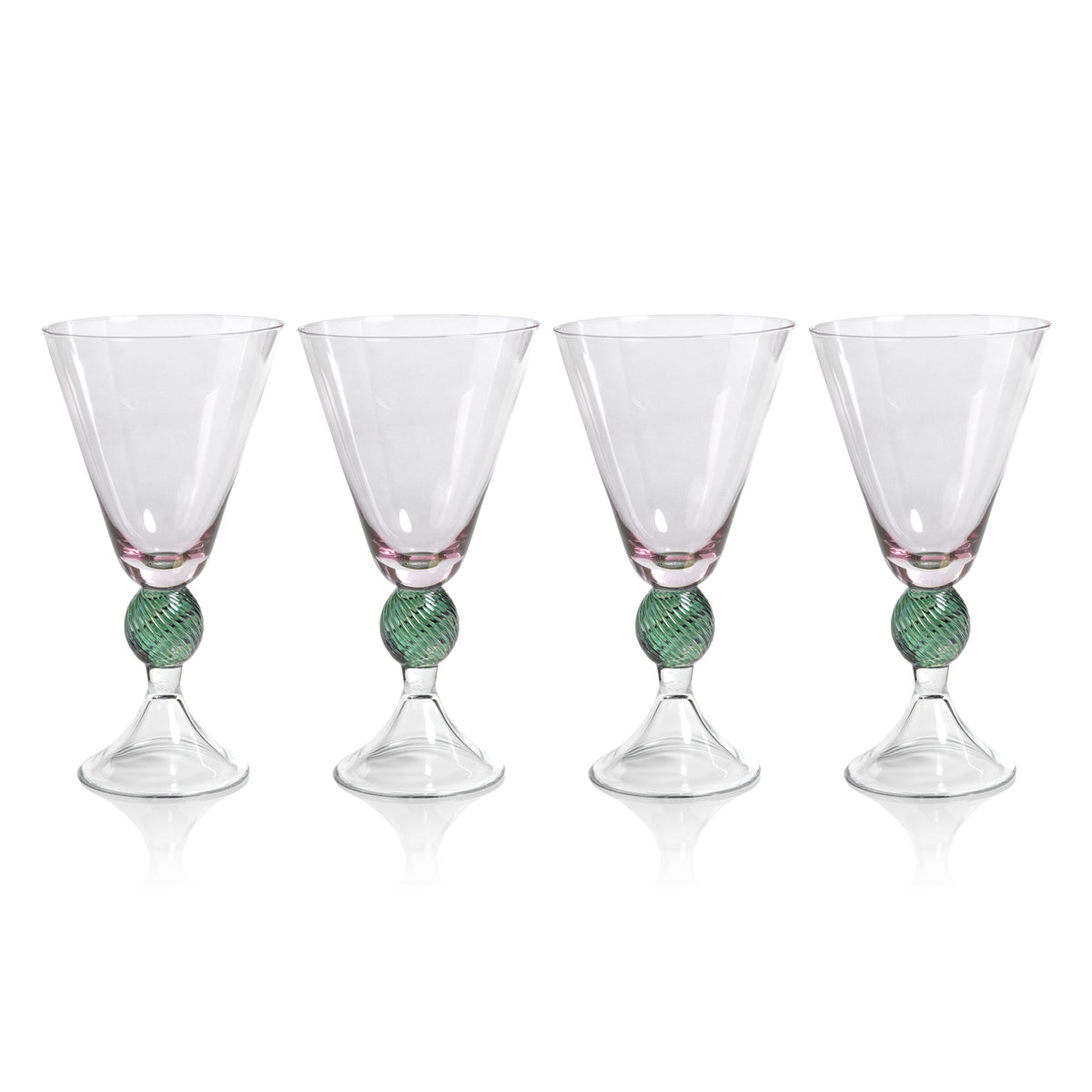 Cali Purple & Green Vintage Stemmed Glasses, Set of 4