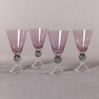 Cali Purple & Green Vintage Stemmed Glasses, Set of 4