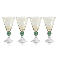 Cali Amber & Green Vintage Stemmed Glasses, Set of 4