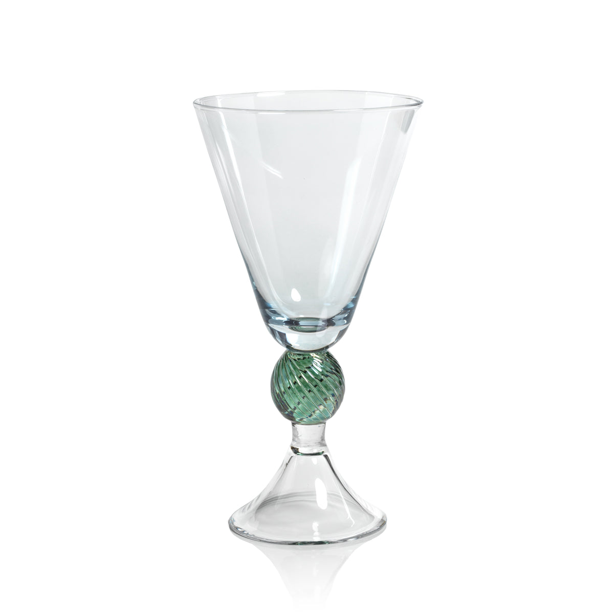 Cali Light-Blue & Green Vintage Stemmed Glasses, Set of 4